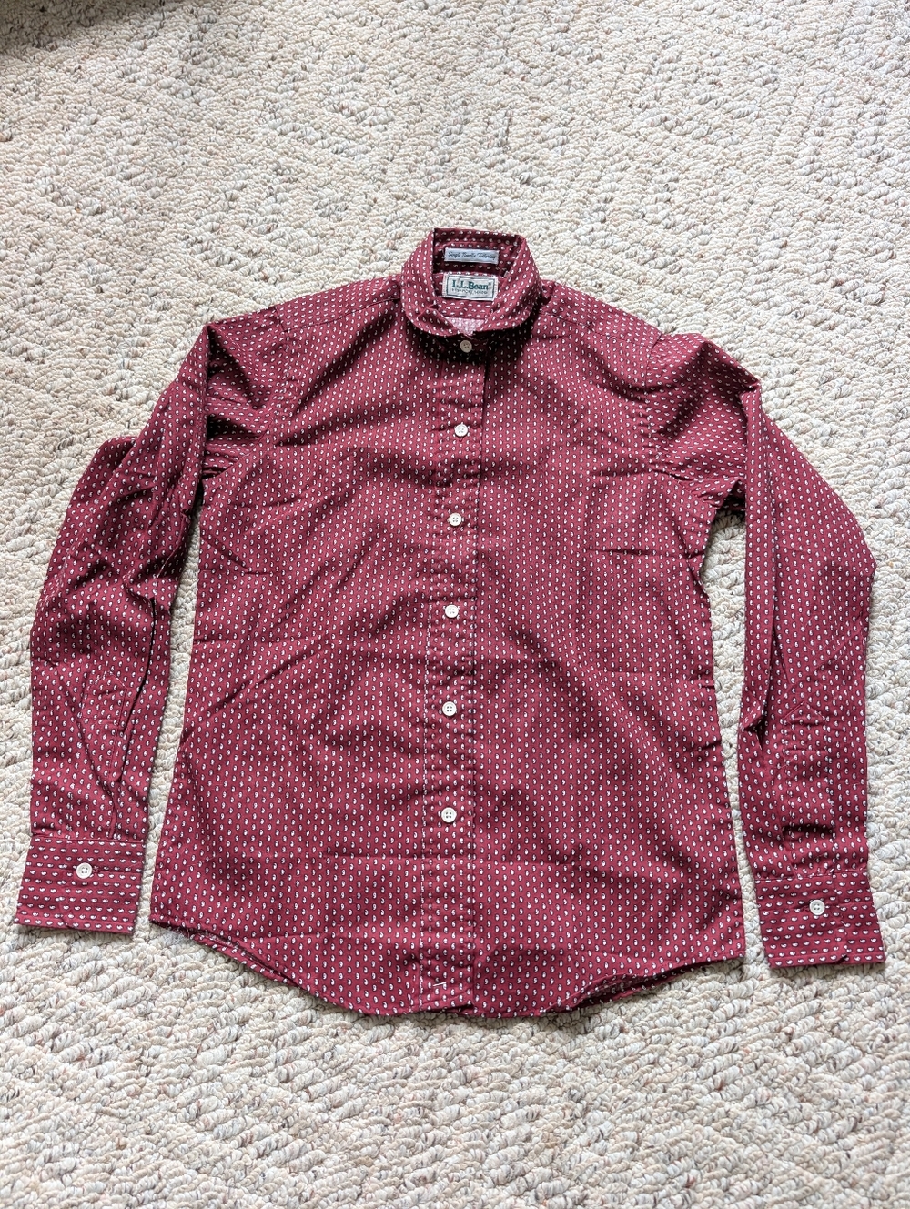 Vintage 80s/90s L.L. Bean Women's Preppy Single Needle Micro Paisley Button Up